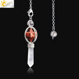 CSJA Merkaba Dowsing Pendulum Quartz Natural Stone Crystal Pink Reiki Healing Pendule Pendant Pendulums for Radiesthesia F770