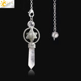 CSJA Merkaba Dowsing Pendulum Quartz Natural Stone Crystal Pink Reiki Healing Pendule Pendant Pendulums for Radiesthesia F770