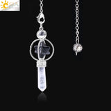 CSJA Merkaba Dowsing Pendulum Quartz Natural Stone Crystal Pink Reiki Healing Pendule Pendant Pendulums for Radiesthesia F770