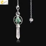 CSJA Merkaba Dowsing Pendulum Quartz Natural Stone Crystal Pink Reiki Healing Pendule Pendant Pendulums for Radiesthesia F770