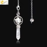 CSJA Merkaba Dowsing Pendulum Quartz Natural Stone Crystal Pink Reiki Healing Pendule Pendant Pendulums for Radiesthesia F770