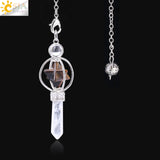 CSJA Merkaba Dowsing Pendulum Quartz Natural Stone Crystal Pink Reiki Healing Pendule Pendant Pendulums for Radiesthesia F770