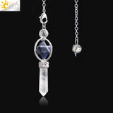 CSJA Merkaba Dowsing Pendulum Quartz Natural Stone Crystal Pink Reiki Healing Pendule Pendant Pendulums for Radiesthesia F770