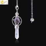 CSJA Merkaba Dowsing Pendulum Quartz Natural Stone Crystal Pink Reiki Healing Pendule Pendant Pendulums for Radiesthesia F770