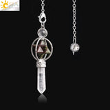 CSJA Merkaba Dowsing Pendulum Quartz Natural Stone Crystal Pink Reiki Healing Pendule Pendant Pendulums for Radiesthesia F770