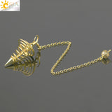 CSJA Metal Pendulum Pendulo Radiestesia Pendulums for Dowsing Spiral Cone Antique Gold Silver Color Pyramid Pendule Reiki G163