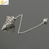 CSJA Metal Pendulum Pendulo Radiestesia Pendulums for Dowsing Spiral Cone Antique Gold Silver Color Pyramid Pendule Reiki G163