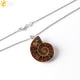 CSJA Natural Stone Ammonite Fossils Seashell Snail Pendants Ocean Reliquiae Conch Animal Necklaces Statement Men Jewellery E252