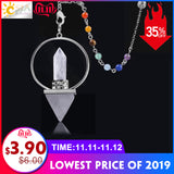 CSJA Reiki Healing 7 Chakra Natural Stone Pendulum for Dowsing Hexagonal Prism Pyramid White Pink Crystal Obsidian Pendants F057