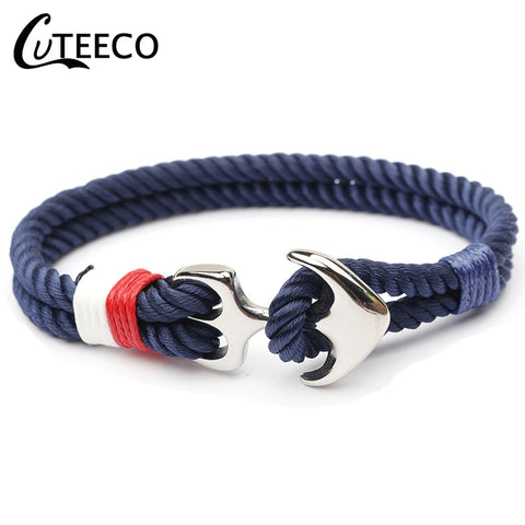 CUTEECO High Quality Bracelets For Men Paracord Anchor Bracelets Stainless Steel Pulseira Masculina Feminina Jewelry Male Wrap