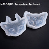 Cat with Horn or Eye Silicone Mold Necklace Pendant Resin Jewelry Making Mould DIY Hand Craft Resin Molds for Jewelry