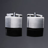 Classic design men's French shirt cuff button high quality copper silver metallic Black Enamel CuffLinks