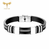 Cool Men's Health Bracelet Stainless Steel Silicone Bracelets with Chain Men Accessories Jewelry Rubber Wristband