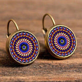 Crazy Feng Fashion Flower Printed Hoop Earrings Jewelry Ethnic Big Round Earring Hoop Women Wedding Ohrringe Gift Bijoux Brinco