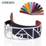 Cremo Egypt Cuff Bangles Bracelets Argent Femme Manchette Stainless Steel Bracelet Reversible Interchangeable Stripe Pulseiras