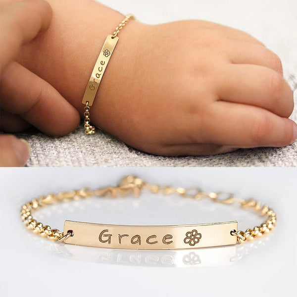 Custom Baby Name Bracelet Stainless Steel Adjustable Baby Toddler Child ID Bracelet-Personalized Girl Boy Birthday Gift BFF