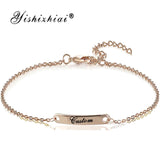 Custom Name ID Bar Bracelet Gold Stainless Steel Initial Charm Bracelets For Women Personalize Jewelry Best Friends Gift