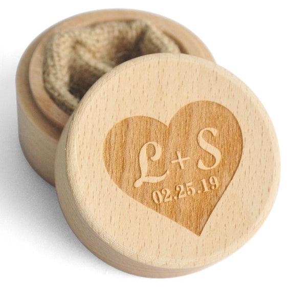 Custom Ring Box Personalized Wedding Valentines Engagement Wooden Ring Bearer Box Jewelry Boxes Ring Box