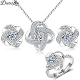 DIEERLAN 2019 Bridal Jewelry Sets 925 Sterling Silver Crystal Cross Clover Flower Necklaces for Women Wedding Jewelry Bijoux