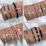 DIEZI Different Style Bohemian Tree Beaded Bracelets Sets For Women Vintage Fashion Chain Strand Bracelets Jewelry Gifts