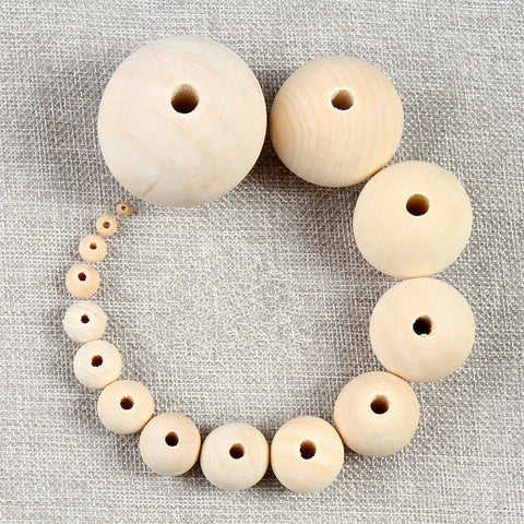 DIY 10-300PCS Natural Ball Round Spacer Wooden Beads Eco-Friendly Natural Color Wood Beads Lead-Free Wooden Balls perle en bois
