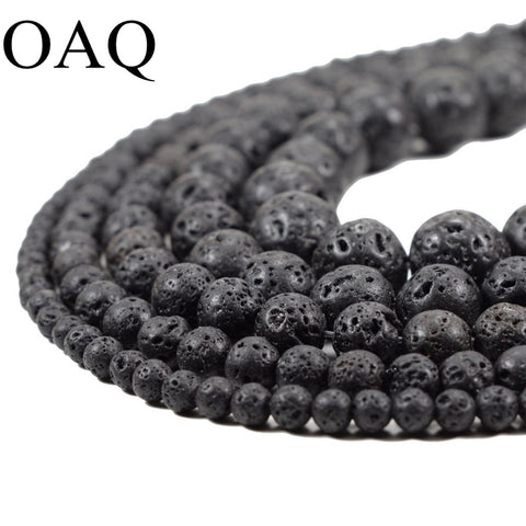 DIY Black Volcanic Lava Beads Lava Stone Beads Round Volcanic-Stone Wholesale Natural Stone Beads for Jewelry Making 4-14mm