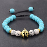 DOUVEI Drop Shipping Roman Knight Spartan Warrior Gladiator Helmet Bracelet Men Stone Bead Bracelet Mala Yoga Elastic Bracelet