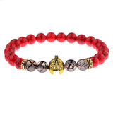 DOUVEI Drop Shipping Roman Knight Spartan Warrior Gladiator Helmet Bracelet Men Stone Bead Bracelet Mala Yoga Elastic Bracelet