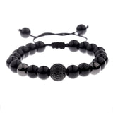 DOUVEI Round Black CZ Zircon Pave Lava Weaving Bracelet Men Beads Weaving Bracelet Homme Adjustable Dropshipping ABL005