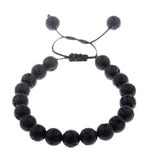 DOUVEI Round Black CZ Zircon Pave Lava Weaving Bracelet Men Beads Weaving Bracelet Homme Adjustable Dropshipping ABL005
