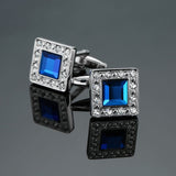 DY New high-end fashion men's shirts Cufflinks Luxury Design Silver Round Blue Crystal Cufflinks