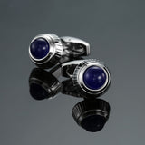 DY New high-end fashion men's shirts Cufflinks Luxury Design Silver Round Blue Crystal Cufflinks