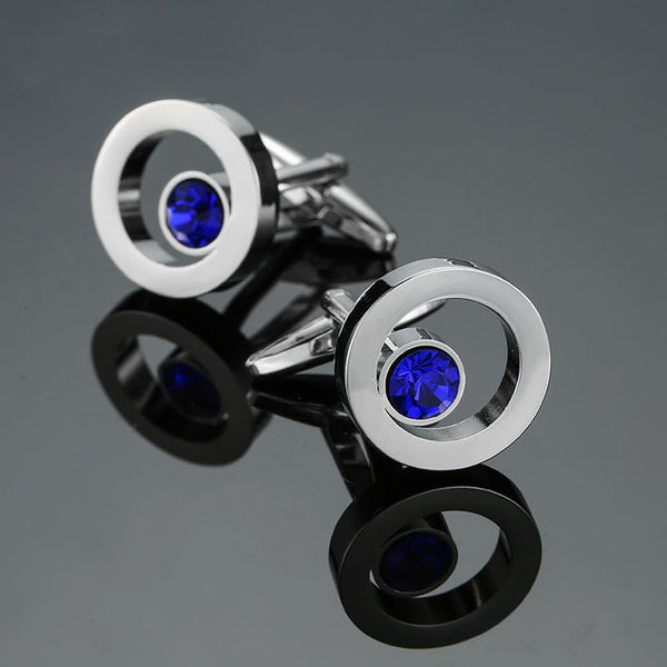 DY New high-end fashion men's shirts Cufflinks Luxury Design Silver Round Blue Crystal Cufflinks