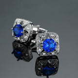 DY New high-end fashion men's shirts Cufflinks Luxury Design Silver Round Blue Crystal Cufflinks