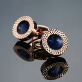 DY New high-end fashion men's shirts Cufflinks Luxury Design Silver Round Blue Crystal Cufflinks