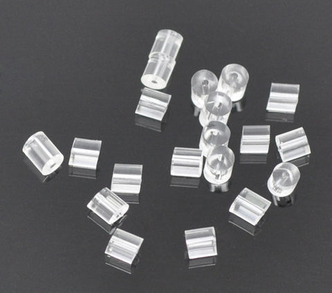DoreenBeads Rubber Earring Components Post Stopper Cylinder Transparent 3mm(1/8")x 3mm(1/8"),150 PCs