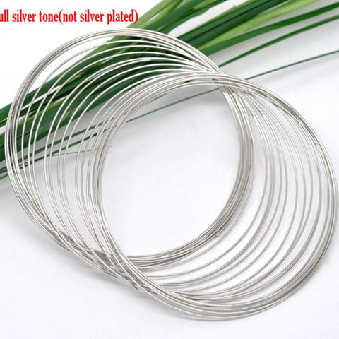 DoreenBeads Steel Wire Memory Beading Bracelets Components Round Silver Tone 6.5cm(2 4/8") Dia, 50 Loops 2015 new