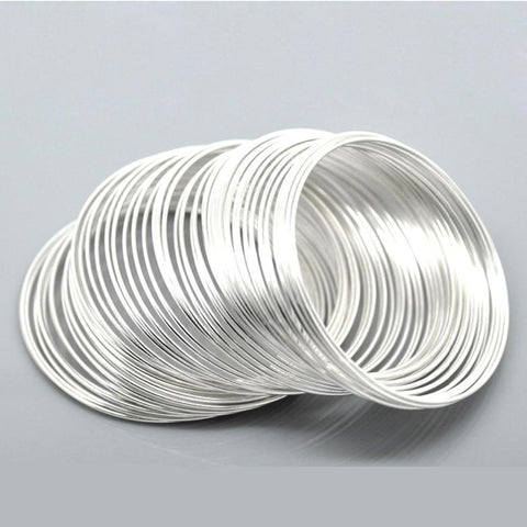 DoreenBeads Steel Wire Memory Beading Bracelets Components Round Silver color 5cm-5.5cm Dia, 15 Loops 2015 new