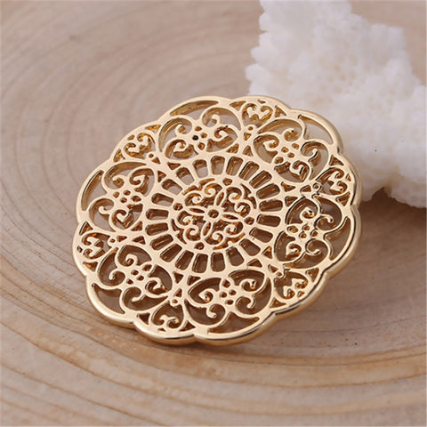 DoreenBeads Zinc Based Alloy Connectors Flower Gold Plated Filigree Charms DIY Components 31mm(1 2/8") x 31mm(1 2/8"), 2 PCs