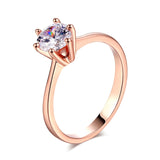 Double Fair 6 Claw 1 Carat Cubic Zirconia Wedding/Engagement rings For Women Silver/Rose Gold Color Women's Ring Jewelry DFR014