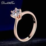 Double Fair 6 Claw 1 Carat Cubic Zirconia Wedding/Engagement rings For Women Silver/Rose Gold Color Women's Ring Jewelry DFR014