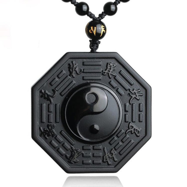 Drop Shipping Black Obsidian Yin Yang Necklace Pendant Chinese BAGUA Men's Jewelry Women's Jewelry