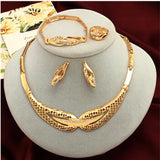 Dubai Gold Jewelry Sets Nigerian Wedding African Beads Crystal Bridal Jewellery Set Rhinestone Ethiopian Jewelry parure