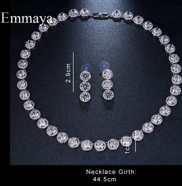 Emmaya Brand Gorgeous Round Jewelry White Gold Color AAA Cubic Zircon Wedding Jewelry Sets For Lover Brides Popular Jewelry Gift