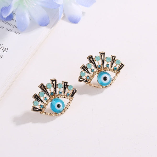 Europe Design Vintage Eye Shape Stud Earrings For Women Fashion Personality Rhinestone Oorbellen Femme Trendy Ear Jewelry