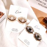 Europe Design Vintage Eye Shape Stud Earrings For Women Fashion Personality Rhinestone Oorbellen Femme Trendy Ear Jewelry