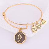 Expandable Bracelet ANCIENT GOLD A-Z Initial Letter American Fashion Charm Alphabet Bracelet Adjustable Wire Wrap Cuff Bangle