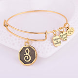 Expandable Bracelet ANCIENT GOLD A-Z Initial Letter American Fashion Charm Alphabet Bracelet Adjustable Wire Wrap Cuff Bangle