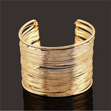 F&U New Arrival Fashion Curve Gold Color Wide Opened Cuff Bracelets & Bangles Ladies Jewelry