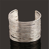 F&U New Arrival Fashion Curve Gold Color Wide Opened Cuff Bracelets & Bangles Ladies Jewelry